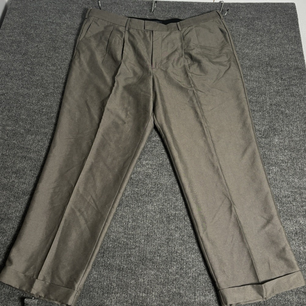 Dockers Mens Pleated Relaxed Fit Trousers Taupe Brown 44x32 406465556